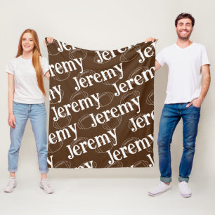 Brown & White Novelty Football Fleece Blanket