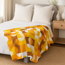 Brown White Orange Yellow Half Circles Pattern