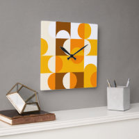 Brown White Orange Yellow Half Circles Pattern