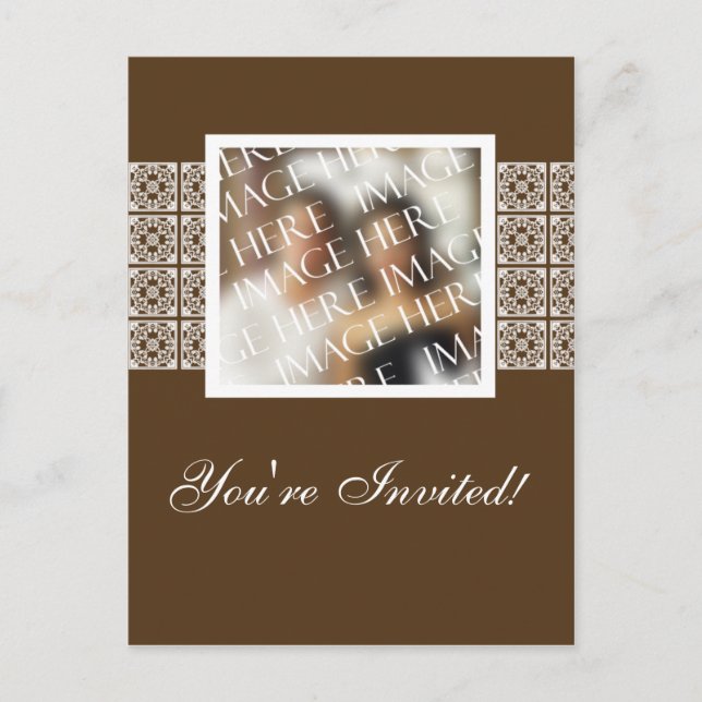 Brown White Photo Template Wedding Save The Date (Front)