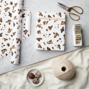 Brown White Pink Bow Cowgirl Hat Wrapping Paper