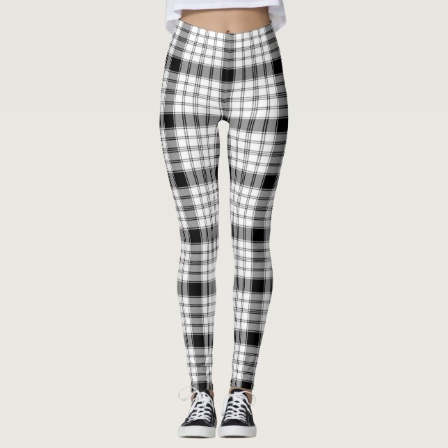 brown & white plaid leggings Leggings (Front)