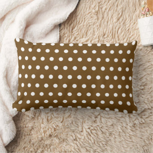 BROWN WHITE POLKA DOT CUSTOMIZED STYLISH SIMPLE LUMBAR CUSHION