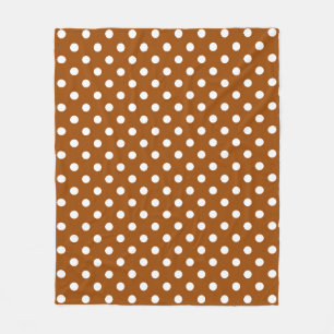 Brown White Polka Dots Design Fleece Blanket