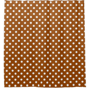 Brown White Polka Dots Design Shower Curtain