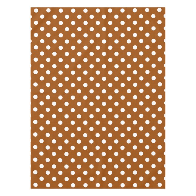 Brown White Polka Dots Design Tablecloth (Front)