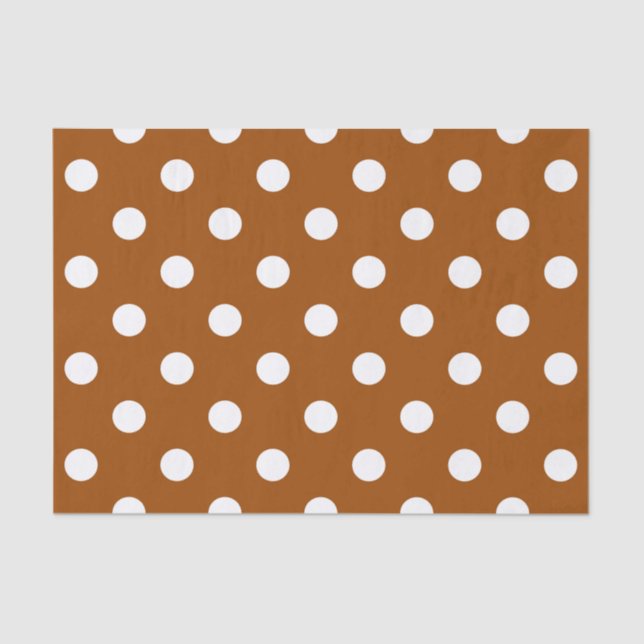 Brown White Polka Dots Design Tissue Paper (Front)