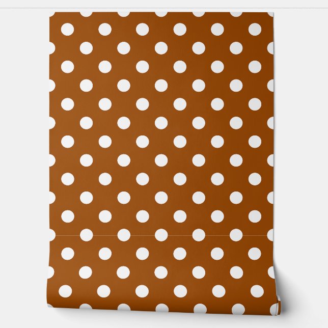 Brown White Polka Dots Pattern Wall Decor (Unrolling)