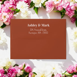 Brown White Return Address Wedding Envelope