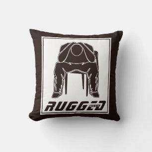 brown white Rugged Man Holding Head   Thinking Man Cushion