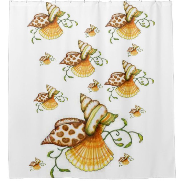 brown white shells sea showercurtain ocean shower curtain (Front)