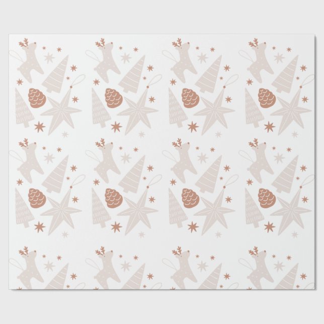 Brown White Simple Christmas Wrapping Paper (Seam)