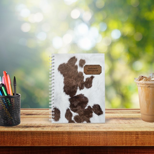 Brown White Spotted Faux Cow Fur and Leather  Notebook (Creator Uploaded)