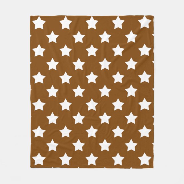Brown White Stars Pattern Decorative Fleece Blanket (Front)