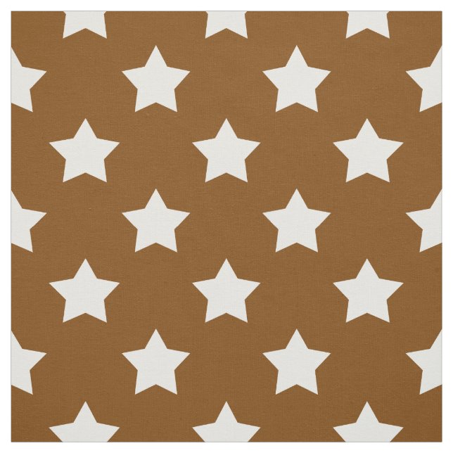 Brown White Stars Pattern Decorative Textile Fabric (Swatch)