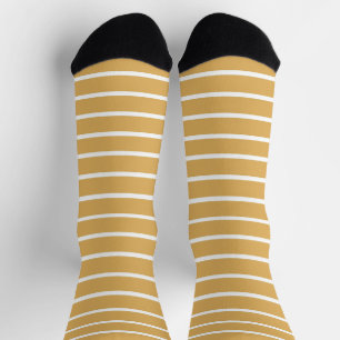Brown & White Striped Retro Cool Classic Socks
