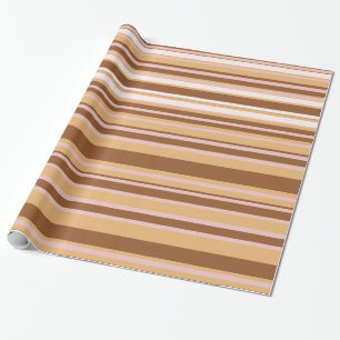 Brown White Stripes  Wrapping Paper
