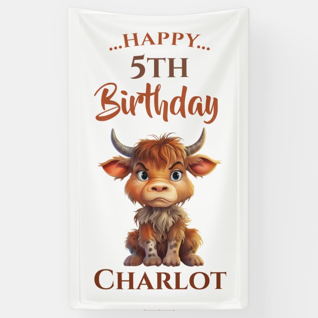 Brown White Sweet Funny Cow  Banner (Vertical)
