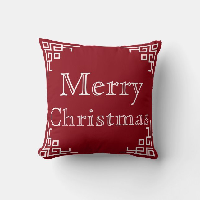 Brown White Swirl Merry Christmas Cushion (Front)