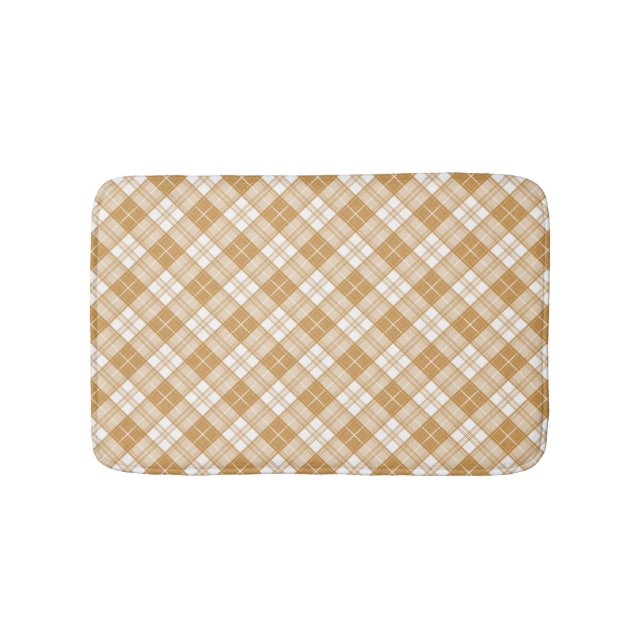 Brown White Tartan Pattern yxm0uat9 Bath Mat (Front)