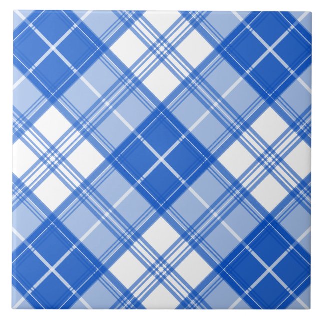 Brown White Tartan Pattern yxm0uat9 Ceramic Tile (Front)
