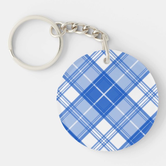 Brown White Tartan Pattern yxm0uat9 Key Ring (Front)