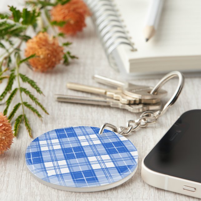 Brown White Tartan Pattern yxm0uat9 Key Ring (Front Right)