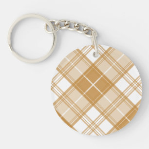 Brown White Tartan Pattern yxm0uat9 Key Ring