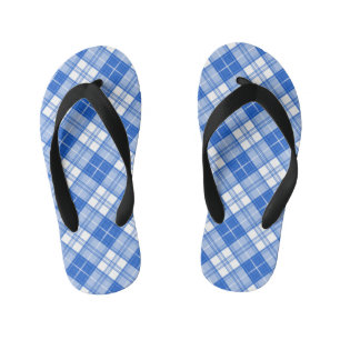 Brown White Tartan Pattern yxm0uat9 Kid's Thongs