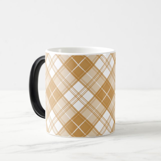 Brown White Tartan Pattern yxm0uat9 Magic Mug (Front Left)
