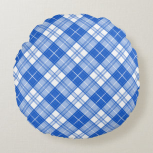 Brown White Tartan Pattern yxm0uat9 Round Cushion