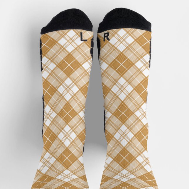 Brown White Tartan Pattern yxm0uat9 Socks (Top)