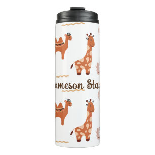 Brown White Toy Animal Cactus Camel Llama Thermal Tumbler