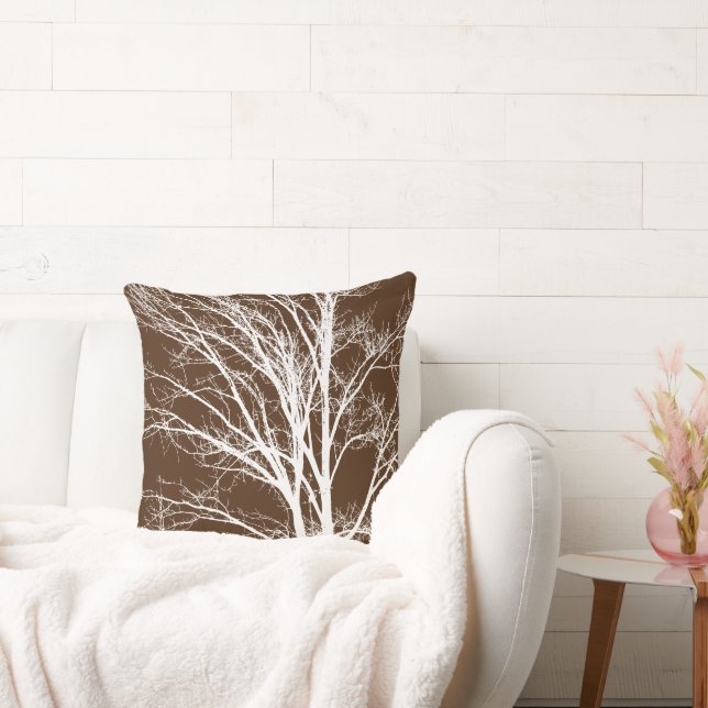 Brown White Tree Branches Cushion (Couch)