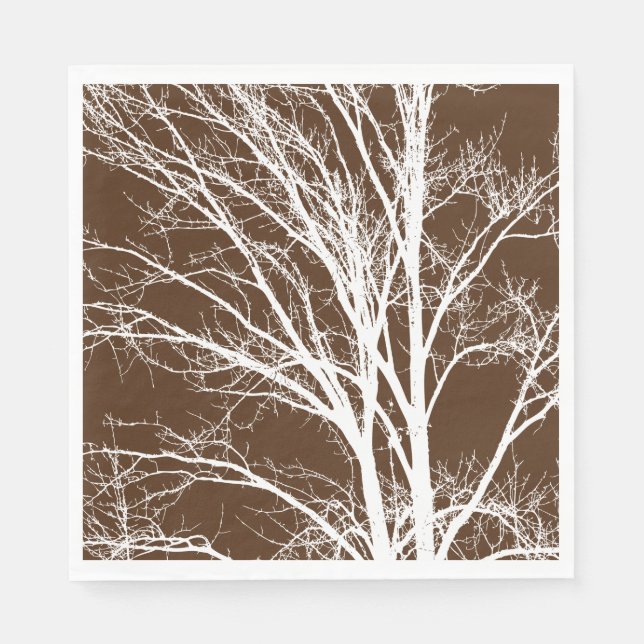Brown White Tree Branches Napkin (Front)