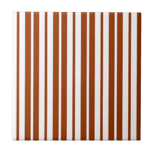 Brown White Vertical Stripes Pattern Ceramic Tile