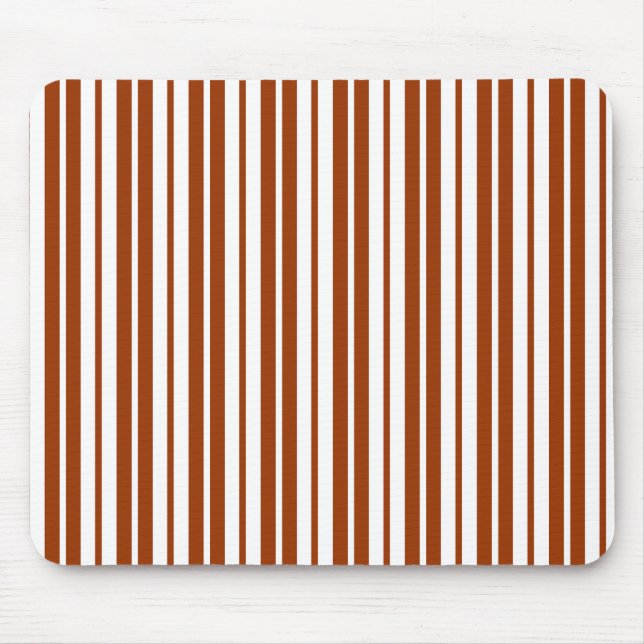 Brown White Vertical Stripes Pattern Mouse Pad (Front)