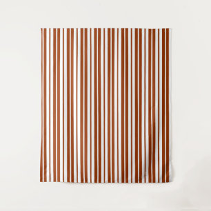 Brown White Vertical Stripes Pattern Tapestry