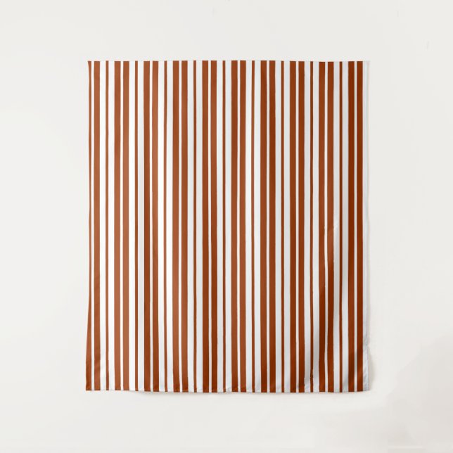 Brown White Vertical Stripes Pattern Tapestry (Front)