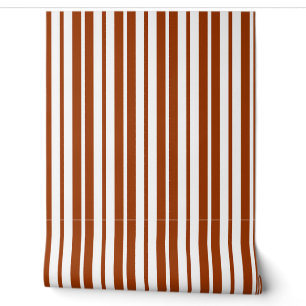 Brown White Vertical Stripes Pattern Wallpaper