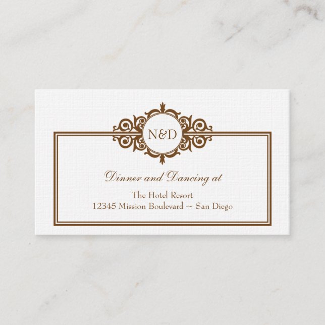 Brown white Victorian wedding reception enclosure Card (Front)