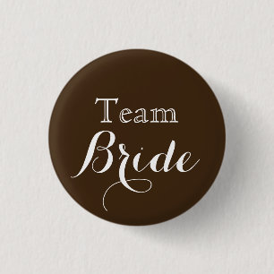 Brown White Wedding Team Bride 3 Cm Round Badge