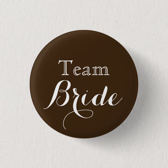 Brown White Wedding Team Bride 3 Cm Round Badge (Front)