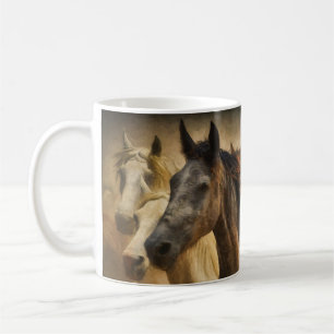 Brown & White Wild Horses Coffee Mug