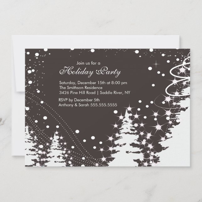 Brown & White Winter Holiday Party Invitation (Front)