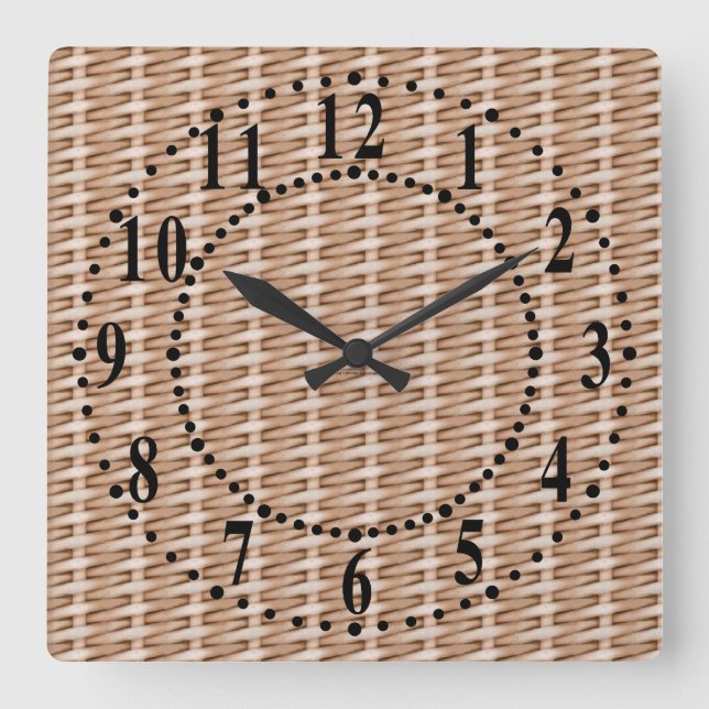 Brown Wicker Look Wall Clock (Front)