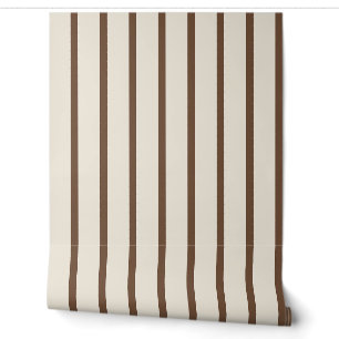 Brown Wide Farmhouse Ticking Stripe Wallpaper