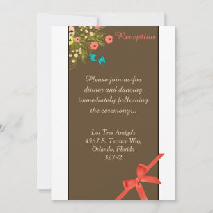 Brown Wildflower Fall 3.5x7 Reception Card