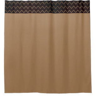 Brown with Geometric Top Shower Curtain