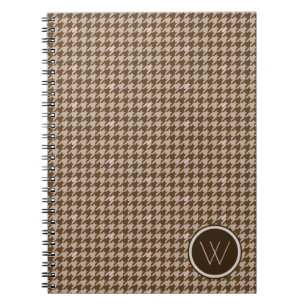Brown with Rose Gold Accent Houndstooth Notebook